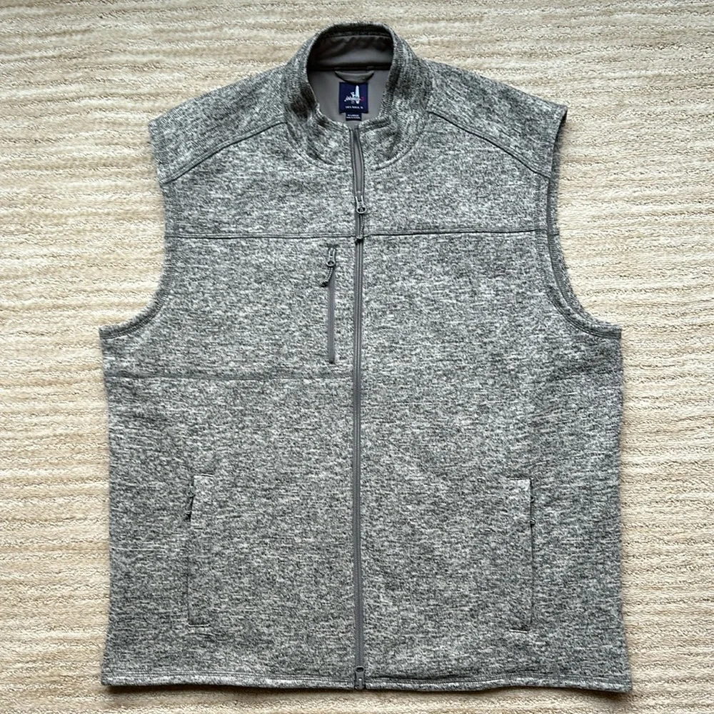 EUC Johnnie-O Wes Full Zip Fleece Vest Light Gray Size XL